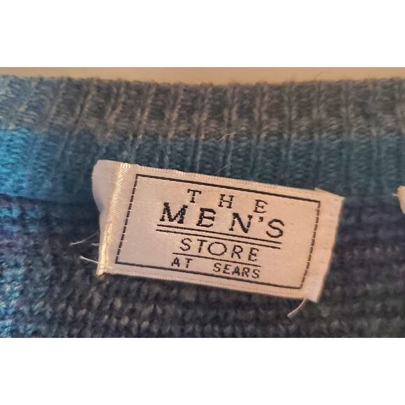 Vintage The Mens Store at Sears Cardigan Sweater L Grandpa Southwestern Blues - Picture 3 of 7
